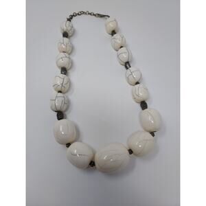 Ivory Color Graduated Bead Necklace 24" Long